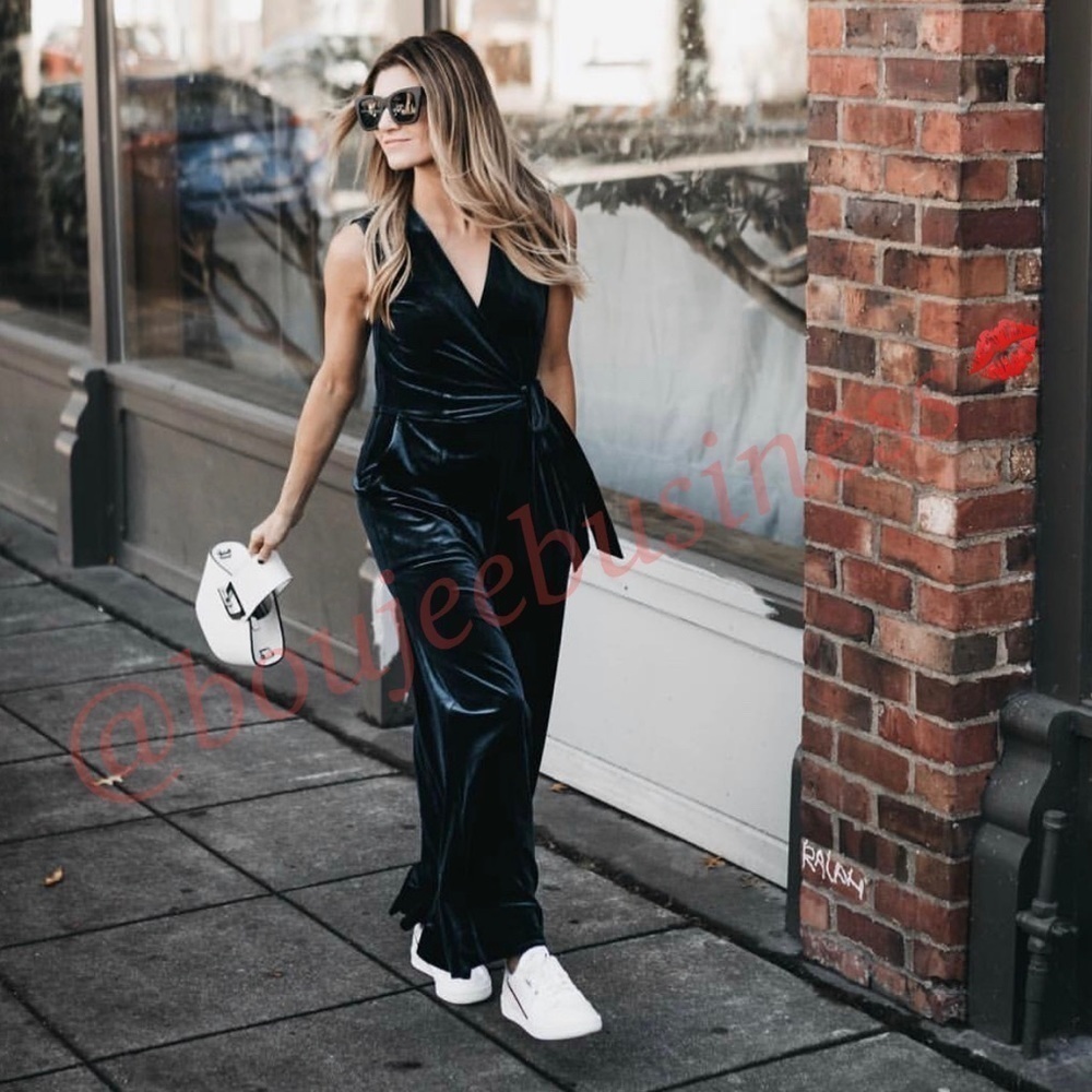 ZARA Halter Top Velvet Jumpsuit